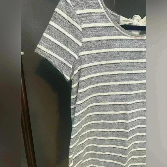 Lauren Conrad blue white women’s striped short sleeve top shirt with bow Sz S - Picture 3 of 10